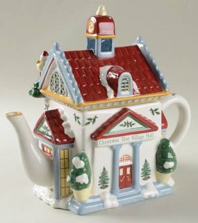 Spode Christmas Tree Village Figurine Teapot & Lid, Fine China Dinnerware   Scul