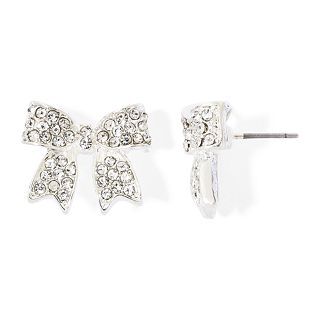ARIZONA Silver Tone & Crystal Bow Stud Earrings, Clear