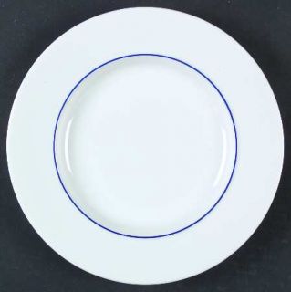 Crate & Barrel China Epoch Blue Line Salad Plate, Fine China Dinnerware   White