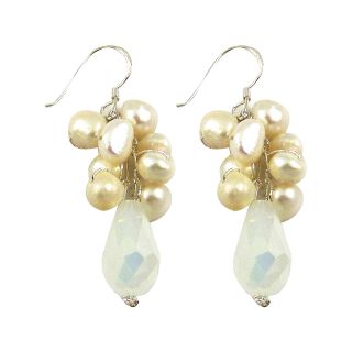 Cultured Freshwater Pearl Cluster Drop Earrings, White