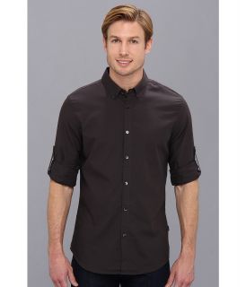 Calvin Klein L/S Yarn Dyed Micro Dobby Voile Button Down Shirt Mens Long Sleeve Button Up (Black)