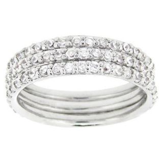 Sterling Silver Cubic Zirconium Stackable Eternity Ring Set   Silver (5)