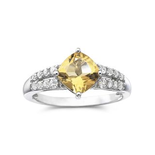 Genuine Citrine & Lab Created White Sapphire Ring Sterling Silver, Womens