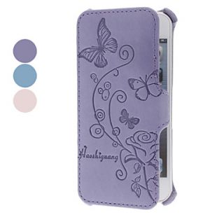 Butterflies Embossed Clamshell Design PU Full Body Case for iPhone 5/5S (Assorted Colors)