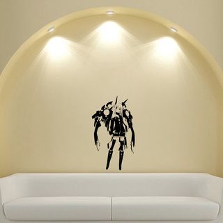 Japanese Manga Girl Suit Of Steel Vinyl Wall Sticker (Glossy blackEasy to applyInstructions includedDimensions: 25 inches wide x 35 inches long )