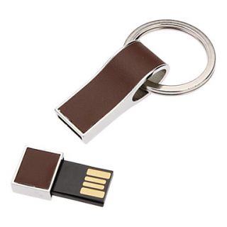4GB PU Leather Surface Metal Keychain USB Flash Drive(Assorted Color)