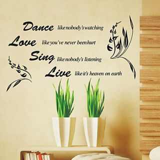 Dance Love Sing Live Words Wall Stickers