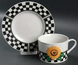 Tabletops Unlimited Sunny (Coupe) Flat Cup & Saucer Set, Fine China Dinnerware  