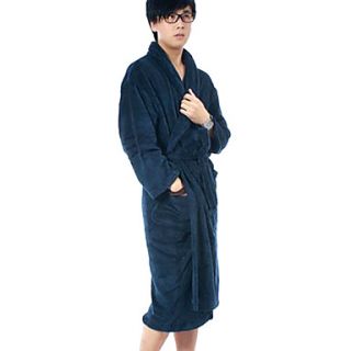 Bath Robe,High class Man Blue Decorative Collar Garment Thicken