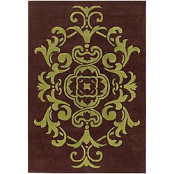 Hand tufted Mandara Brown/ Green Rug (79 X 106) (BrownPattern: FloralMeasures 0.75 inch thickTip: We recommend the use of a non skid pad to keep the rug in place on smooth surfaces.All rug sizes are approximate. Due to the difference of monitor colors, so