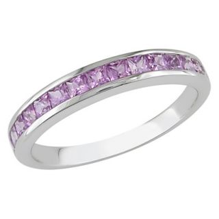 Silver 3/4ct Created Pink Sapphire Eternity Ring