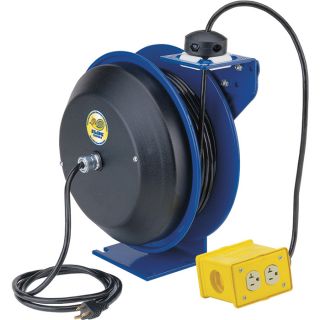 Coxreels EZ Coil Safety Series Power Cord Reel with Quad Receptacle   50ft.,