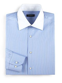  Collection Bengal Stripe Cotton Dress Shirt   Blue