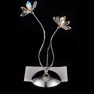 Asfour Crystal Table Light with 2 Lights   Floral Design (G4 Bulb Base)