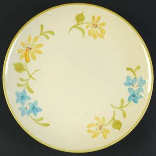 Franciscan Daisy Luncheon Plate, Fine China Dinnerware   Yellow Daisies,Blue Flo