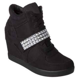 Womens Xhilaration Shayenne High Top Sneaker Wedge   Black 6.5