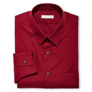 Van Heusen Poplin Fitted Dress Shirt, Red/Tan, Mens