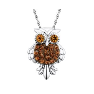 Sterling Silver Multicolor Crystal Owl Pendant, Womens