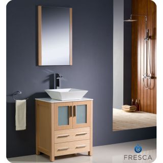 Fresca Torino 24 inch Light Oak Modern Bathroom Vanity With Vessel Sink