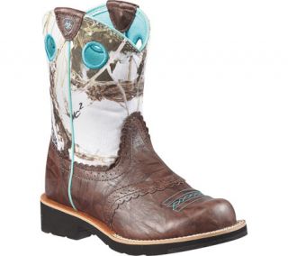 Girls Ariat Fatbaby Cowgirl   Brown Crinkle Full Grain Leather/Snowflake Suede