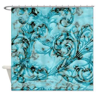  Teal Floral Shower Curtain  Use code FREECART at Checkout