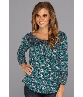 Lucky Brand Folklore Mosaic Top Womens Blouse (Blue)