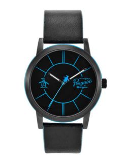 Nathan Logo Watch, Black/Blue, Mens