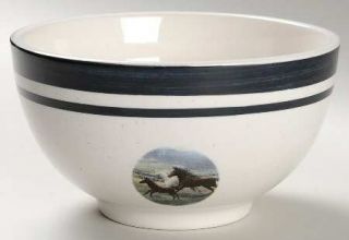 Gibson Designs Wild Horses Soup/Cereal Bowl, Fine China Dinnerware   Black Bands