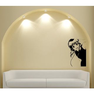Japanese Manga Headphones Girl Vinyl Decal Sticker (Glossy blackEasy to apply, instructions includedDimensions: 25 inches wide x 35 inches long )