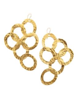 Hammered Gold Tiered Circle Earrings