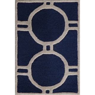 Safavieh Contemporary Handmade Moroccan Cambridge Navy/ Ivory Wool Rug (3 X 5)