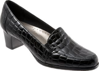 Womens Trotters Gloria Croco   Black Croco Patent Mid Heel Shoes