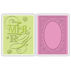 Sizzix Textured Impressions A6 Embossing Folders 2/pkg : Be Merry