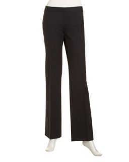 Stretch Wool Straight Leg Pants, Smoke