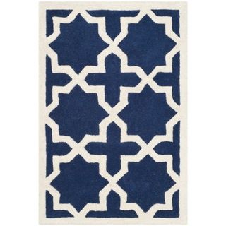 Safavieh Handmade Moroccan Chatham Dark Blue/ Ivory 0.5 inch pile Wool Rug (23 X 5)