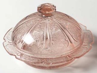 Jeannette Cherry Blossom Pink Round Covered Butter   Pink,Depression Glass