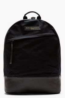 Want Les Essentiels De La Vie Black Wool Leather_trimmed Kastrup Backpack