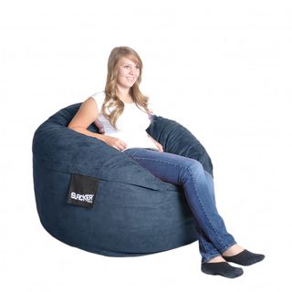 Navy Blue 4 foot Microfiber And Foam Bean Bag (Navy BlueMaterials: Durafoam foam blend, microfiber outer cover, cotton/poly inner linerStyle: RoundWeight: 45 poundsDimensions: 48 inches x 48 inches x 30 inches Fill: Durafoam blendClosure: ZipperRemovable/