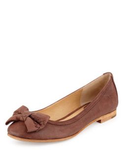 Esther Bow Nubuck Leather Ballet Flat, Brown