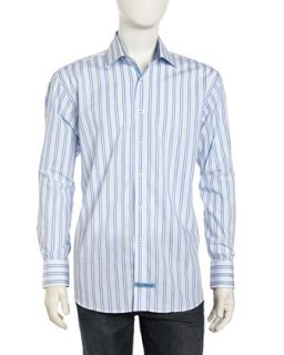 Striped Poplin Dress Shirt, Blue