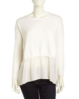 Handkerchief Layered Sweater, Ivory