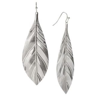 Womens Leaf Linear Drop Earrings   Silver