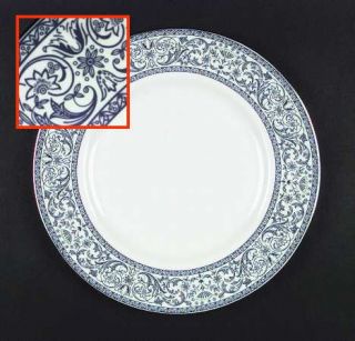 Minton Infanta Dinner Plate, Fine China Dinnerware   Blue Floral Rim,Platinum Tr