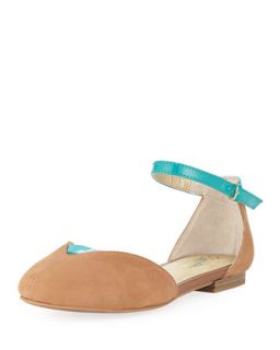 Model Citizen Ankle Wrap Flat, Whiskey/Teal