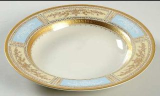 Mikasa Pompadour Blue (Gold&White Flrs) Rim Soup Bowl, Fine China Dinnerware   W