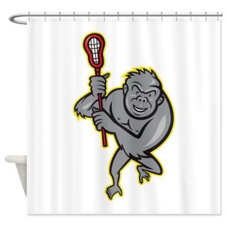 CafePress Gorilla Ape With Lacrosse Stick Cartoon Shower Cur Free Shipping! Use code FREECART at Checkout!