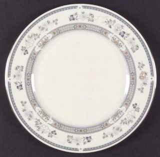 Royal Doulton Woodland Dinner Plate, Fine China Dinnerware   Gray Leaves&Bands/