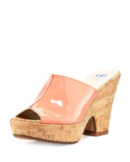 Amanda Patent Cork Slide On Sandals, Coral