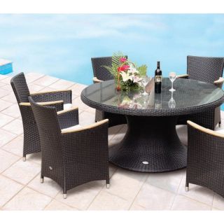 Royal Teak Helena 60 in. All Weather Wicker Round Dining Table Black   HE60B