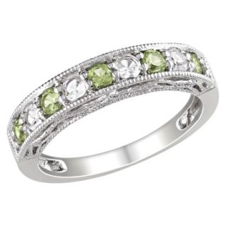 Silver 3/4ct Peridot and Created White Sapphire Ring